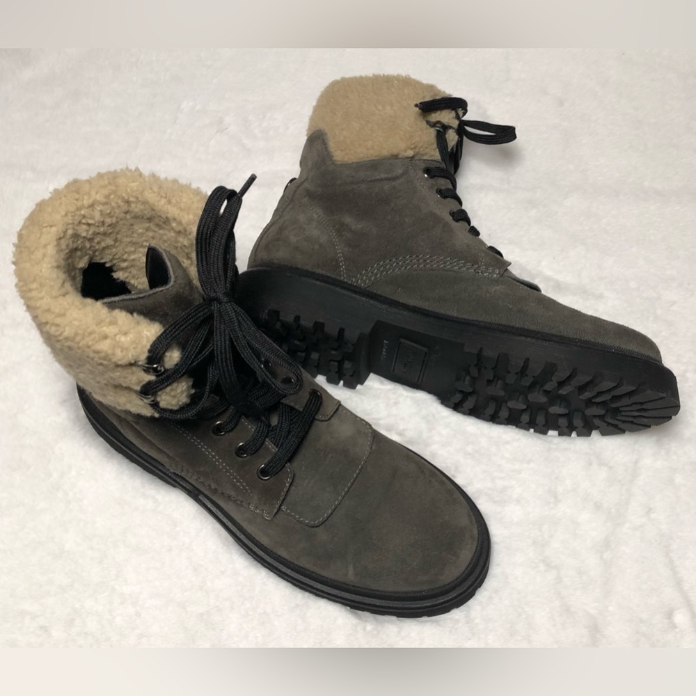 Moncler Authentic Gray Suede Patty Military Ankle Boots,Size-38 - Picture 8 of 16